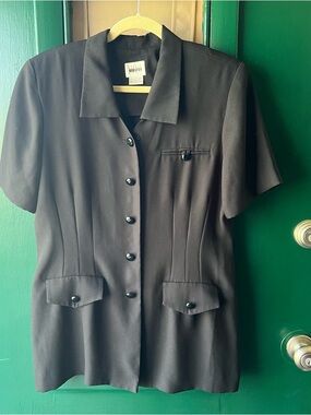 Vintage Leslie Fay Black Women's Short Sleeve Dress Jacket size 14